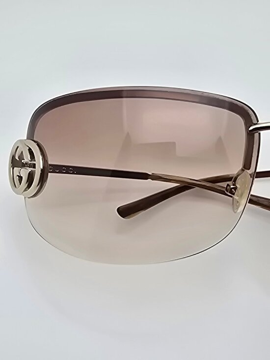 *SOLD* Gucci GG2782/S Gold Frame Brown Gradient Lens Semi-Rimless Sunglasses - Picture 15 of 15